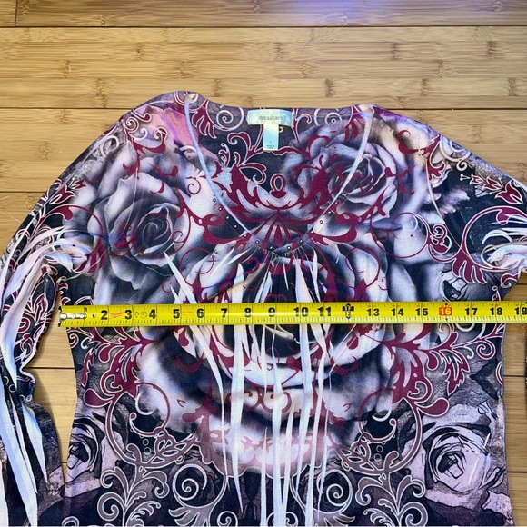 Y2K, gothic, steampunk, grunge style by Dress Barn, size L. Bejeweled v-neck. - Picture 4 of 5